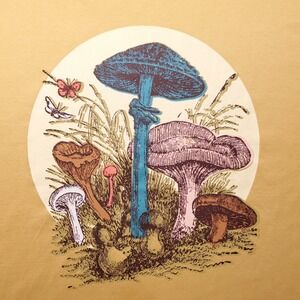 Mushroom Graphic T Shirt Men XXL Yellow Fungi Nature Hippie Earthy Goodfellow